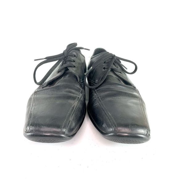 Prada Men’s Sz 8 1/2 Black Leather Lace Up Rubber Sole Square Toe Dress Shoes - Picture 3 of 12